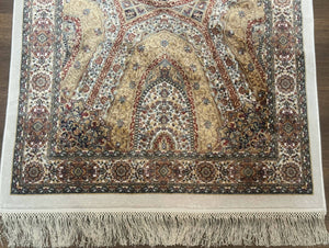 Turkish Silk Runner Rug 2.6 x 13, Dome Design, Hereke Runner, Bamboo Silk, New