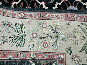 6' X 9' Handmade India Floral Oriental Wool Rug Carpet Hand Knotted Nice Black