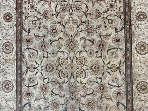 Persian Kashan Rug 5x7, Beige, Fine 250 KPSI