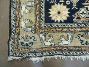 Persian Qum Rug 5.6 x 8.8, Navy Blue