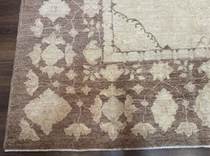 Modern Pakistani Peshawar Rug 10x13, Neutral Colors, Vintage Rug for Modern Home