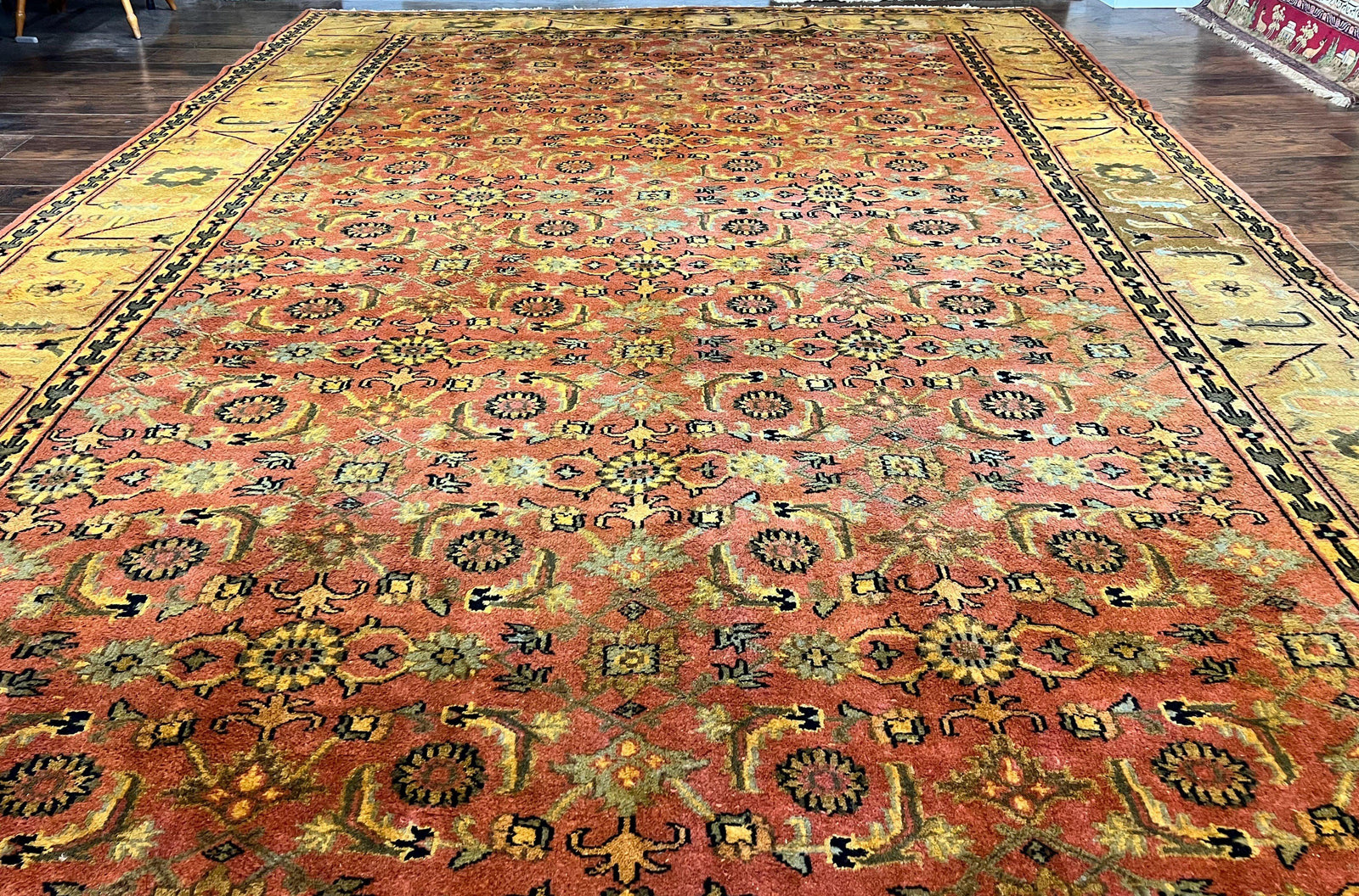 Large Turkish Rug 10x17, Oversized Palace Sized Vintage Handmade Oriental Carpet, Wool Oushak Rug, Light Red