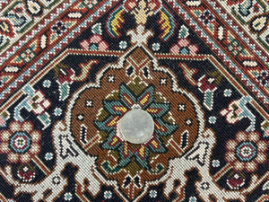 Wonderful Persian Tabriz Rug 7x10 ft, Very Fine 50 Raj 350 KPSI Oriental Carpet, Herati Mahi Pattern, Authentic Hand Knotted Handmade Wool Vintage