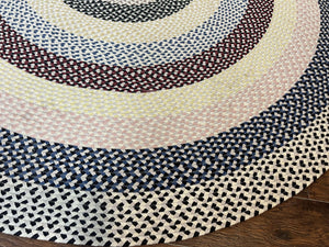 Round American Braided Rug 9x9 ft, Large Round Vintage Braided Rug, Multicolor