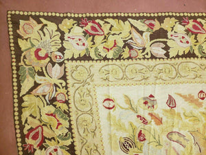 9' X 11' Handmade Chinese Needlepoint Wool Floral Rug Carpet Rose Garden Chic