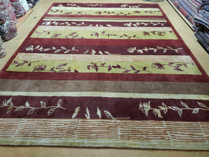 8' X 11' Tibetan Nepal Art Deco Hand Knotted Wool Rug Modern Contemporary Nice