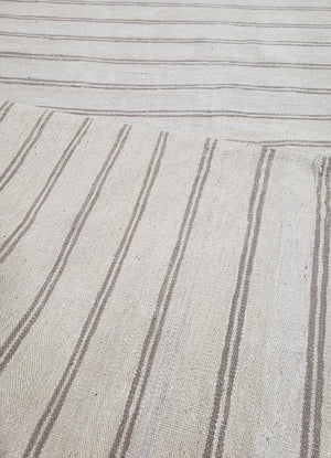 New Striped Turkish Kilim Area Rug 4x6 ft, Hand-Knotted, Wool, Light Gray, Earth Tone Decor, Flatweave Kilim, Two Toned Rug, Southwestern