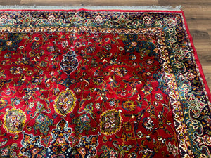 Red Persian Rug 6x9, Medallion Carpet, Ardebil Design, Vintage Belgium Power Loomed Carpet