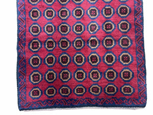 3'X 4'8" Vintage Handmade Tribal Wool Rug Balouchi Rug Afghan Rug Red Beige Blue