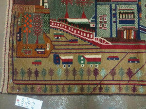 3' X 5' New Vintage Handmade Afghan Balouch Tribal Wool Pictorial Rug # 302