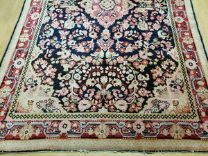 4' X 6' Antique Handmade India Floral Oriental Wool Rug Carpet Organic Blue