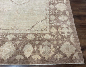 Modern Pakistani Peshawar Rug 10x13, Neutral Colors, Vintage Rug for Modern Home