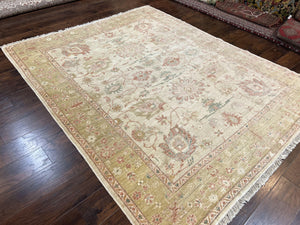 Turkish Oushak Rug 8x10, Hand Knotted Wool Turkish Oushak Carpet 8 x 10 ft, Farmhouse Rug, Neutral Colors, Vintage Handmade Turkish Area Rug