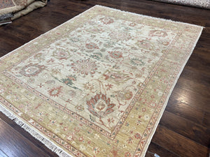 Turkish Oushak Rug 8x10, Hand Knotted Wool Turkish Oushak Carpet 8 x 10 ft, Farmhouse Rug, Neutral Colors, Vintage Handmade Turkish Area Rug