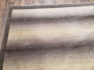 Vintage Safavieh Tibetan Indian Rug 6x9, Nepal Rug, Handmade, Striped Rug, Brown & Beige, 6x9 Oriental Carpet, Wool, Soft