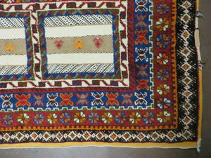 7x11 Moroccan Rug, Vintage Moroccan Carpet, Tribal Rug 7 x 11, Geometric Rug, Diamond Panels, Multicolor, Hand Knotted Wool Rug, Unique Rug