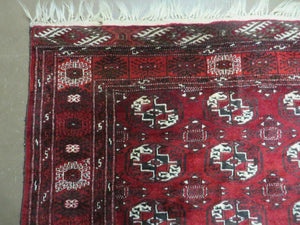 4' 5" X 5' 7" Semi Antique Handmade Afghan Yamud Turkoman Bokhara Wool Rug