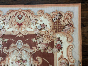 Vintage Needlepoint Rug 6x9, Aubusson Rug, Flatweave Wool Elegant Carpet, Medium Size, French European Design