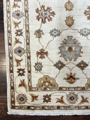 Peshawar Runner 2.7 x 10, Beige Floral Hand Knotted Vintage Wool Oriental Runner, Hallway Rug, Farmhouse Rug, Neutral Colors