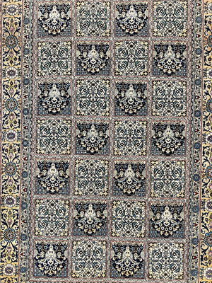 Persian Qum Rug 5x7, Panel Design Oriental Carpet, Multicolor, Hand Knotted Wool Vintage Traditional Rug, Medium Size 5 x 7 ft, Fine Rug