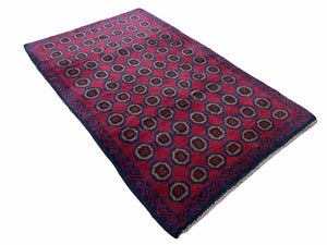 3'X 4'8" Vintage Handmade Tribal Wool Rug Balouchi Rug Afghan Rug Red Beige Blue