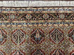 Sino Persian Rug 8x10, Panel Design, Brown, Multicolor, Wool, Cedar Trees