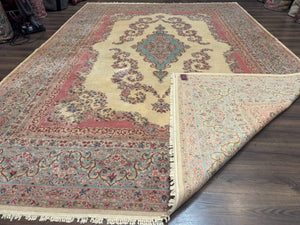 10x14 Karastan Kirman Rug #784 Pastel Ivory Kirman Medallion, Wool Antique Original 700 Series