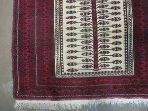 3' X 5' Antique Handmade Turkoman Balouchi Prayer Wool Rug Khamesh