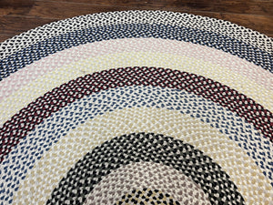Round American Braided Rug 9x9 ft, Large Round Vintage Braided Rug, Multicolor