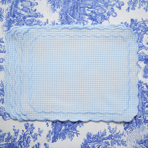 DAHLIA BLUE GINGHAM ROUND FABRIC PLACEMAT (Set Of 4)
