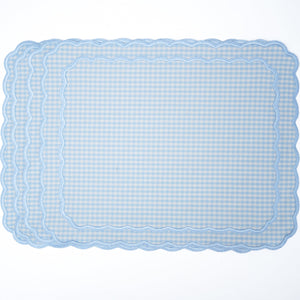 DAHLIA BLUE GINGHAM ROUND FABRIC PLACEMAT (Set Of 4)