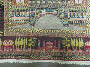 4' X 6' Antique 1920s Handmade Turkish Mehrab Design Wool Rug Lantern Beautiful