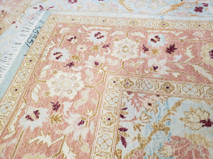 Pakistani Peshawar Rug 6x9, Light Colors, Wool, Hand Knotted, Vintage Rug for Modern Home