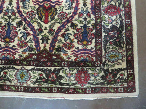 Antique Persian Tabriz Rug 8x12, Cream & Multicolor Room Sized Authentic Oriental Carpet, Wool Handmade Hand-Knotted Vintage Floral Rug 8 x 12 ft
