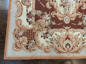 Vintage Needlepoint Rug 6x9, Aubusson Rug, Flatweave Wool Elegant Carpet, Medium Size, French European Design