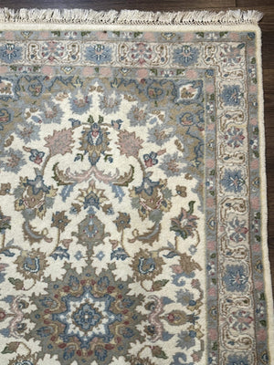 Indo Persian Rug 3x5, Wool, Vintage, Floral Medallion, Light Colors