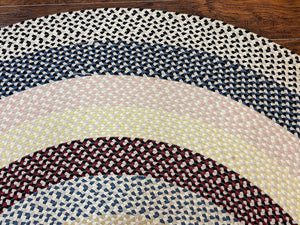 Round American Braided Rug 9x9 ft, Large Round Vintage Braided Rug, Multicolor