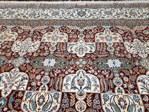 Persian Nain Rug 11x15 – Wool on Silk, Hand-Knotted, Signed Masterpiece