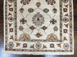 Peshawar Runner 2.7 x 10, Beige Floral Hand Knotted Vintage Wool Oriental Runner, Hallway Rug, Farmhouse Rug, Neutral Colors