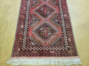 2' 5" X 9' Vintage Handmade Bokhara Red Turkoman Pakistani Wool Runner Rug Organic