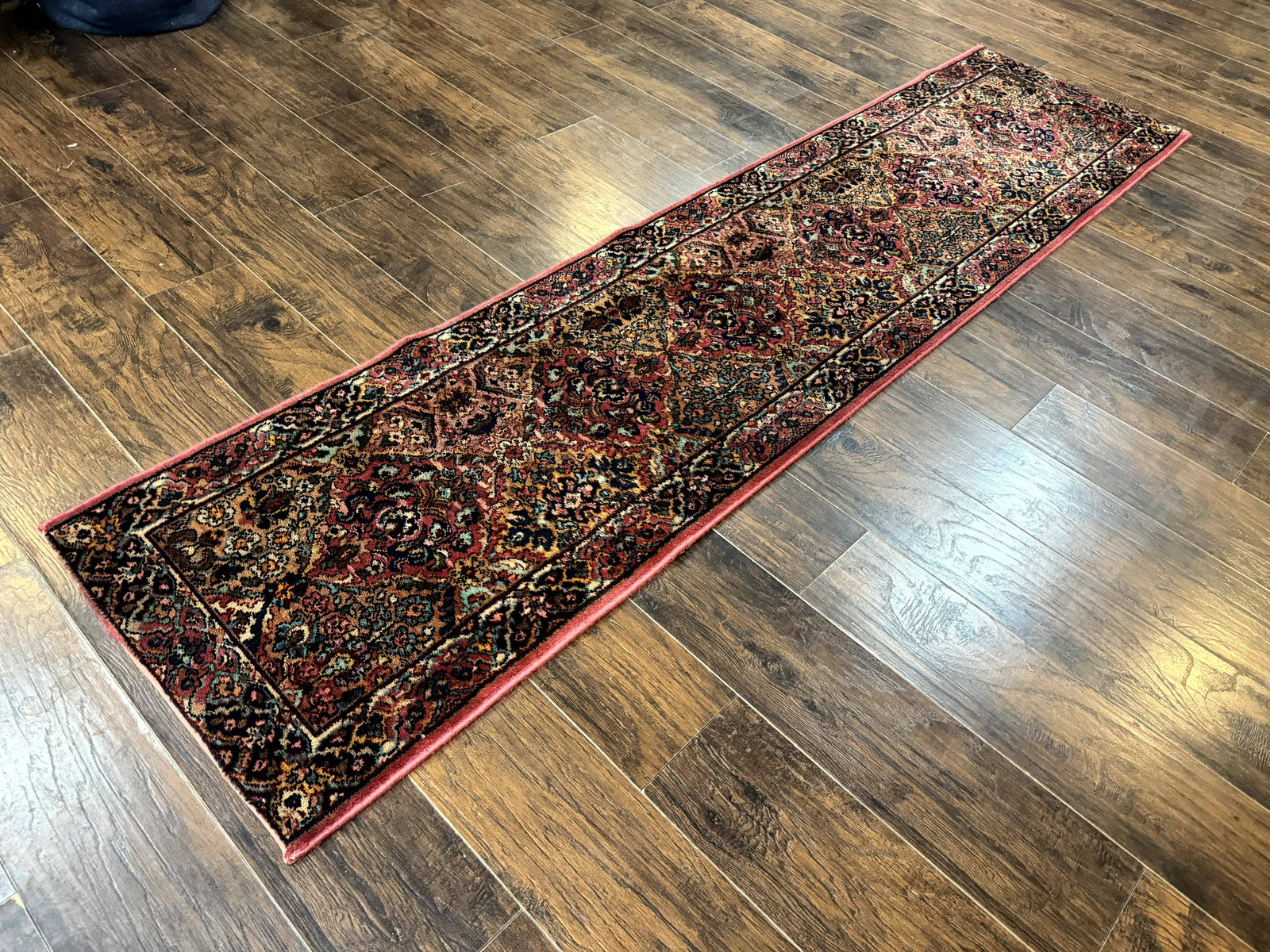 Karastan Runner Rug 2x9, Multicolor Panel Kirman Runner #717, Wool Pile, Original 700 Series, Vintage, Skinny Runner 2 x 9, Rare
