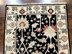 Turkish Flatweave Kilim Rug 3x5, Black, Handmade Vintage Wool Carpet