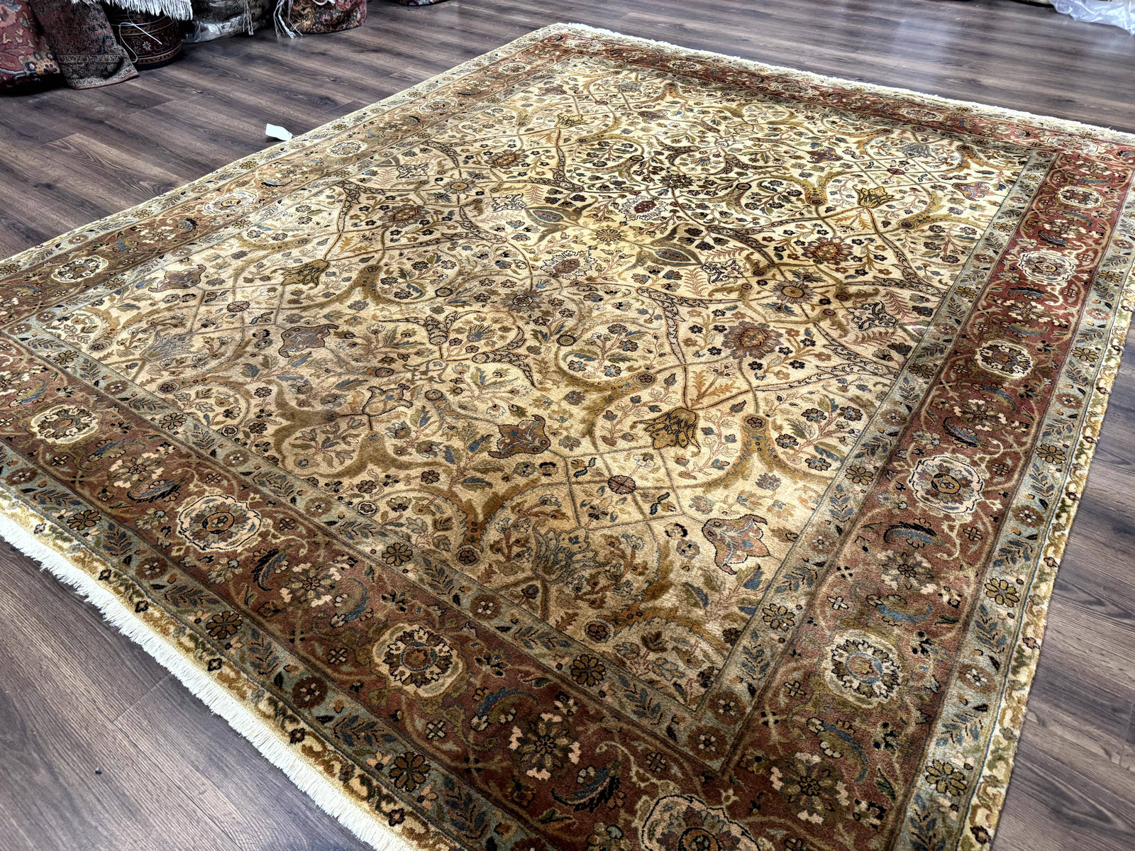 Indo Persian Rug 8x10, Teawash Bidjar Carpet, Allover Pattern