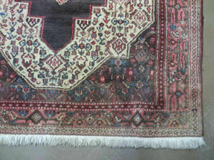 4' X 5' Antique Handmade India Floral Oriental Wool Rug Brown Vegetable Dyes