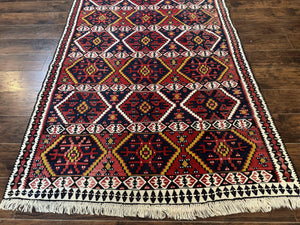 Caucasian Kilim Rug 5x7, Vintage Russian Flatweave Kilim Carpet, Tribal Bohemian Kilim Rug