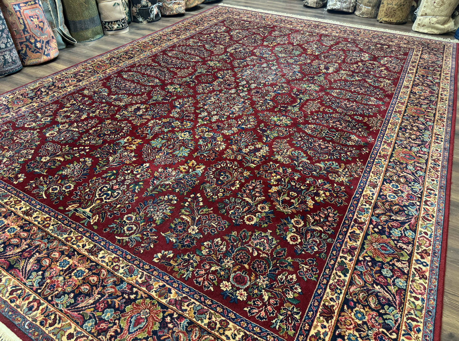 10x14 Karastan Rug Red Sarouk #785, Wool Original 700 Series