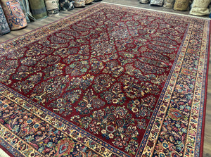 10x14 Karastan Rug Red Sarouk #785, Wool Original 700 Series
