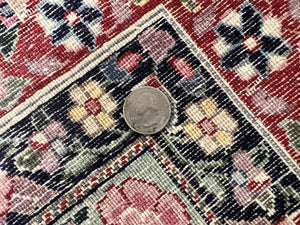 Pak Persian Rug 11x15, Wool & Silk Highlights Hand Knotted Vintage Carpet, Red Cream, Floral Allover, Oversized Kirman Rug