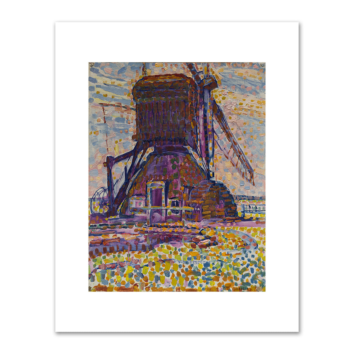 The Winkel Mill, Pointillist Version by Piet Mondrian