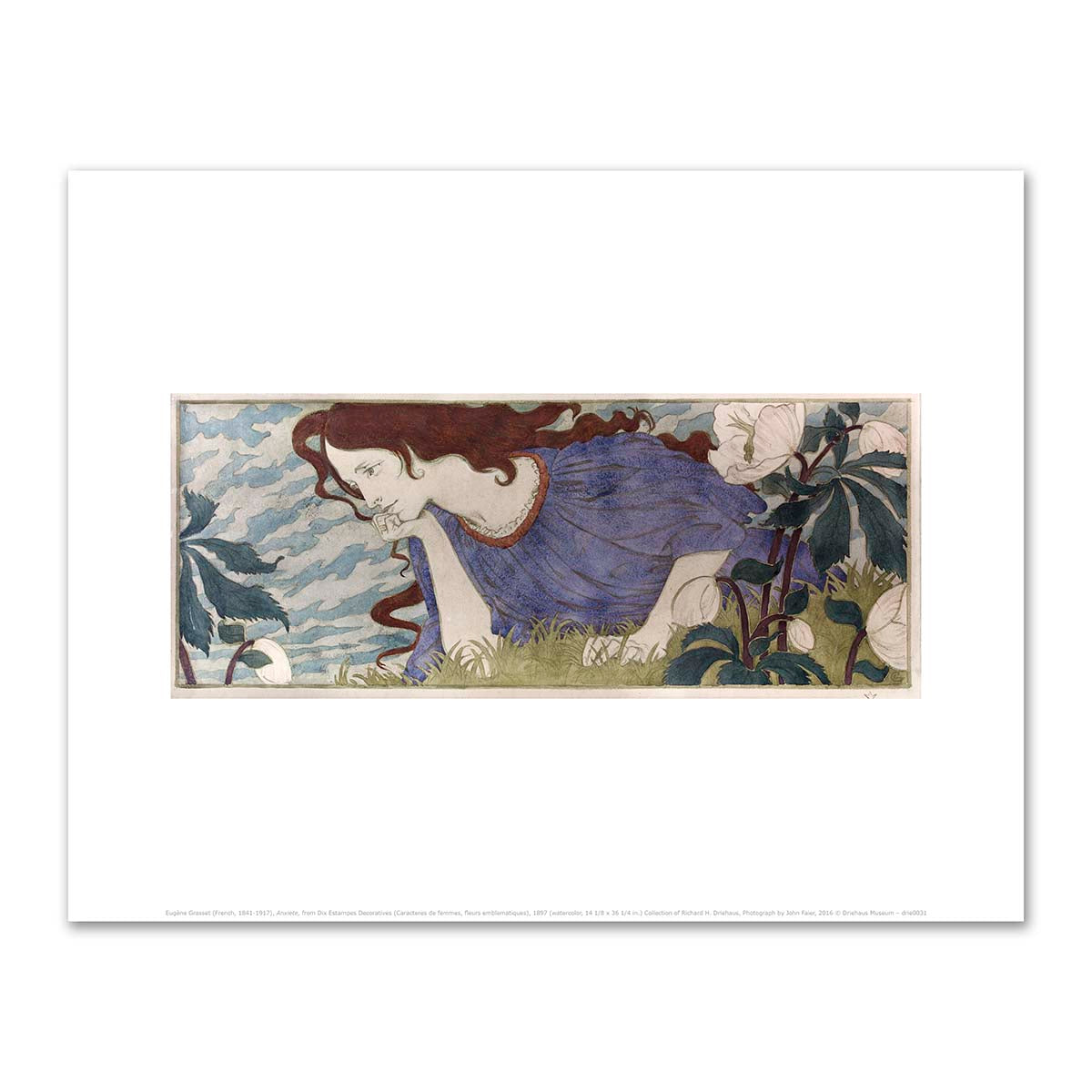 Anxiete, from Dix Estampes Decoratives (Caracteres de femmes, fleurs emblematiques) by EugÃ¨ne Grasset